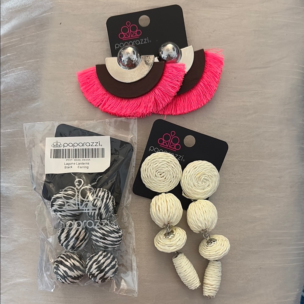 Paparazzi Pink, White, and Black Earrings Set